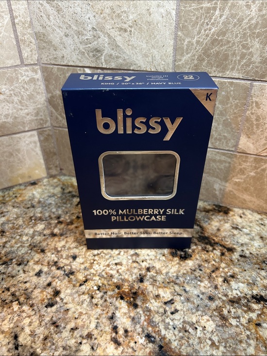 Blissy Other - Blissy 100% Mulberry Silk Pillowcase in Navy Blue color, King size. New in box